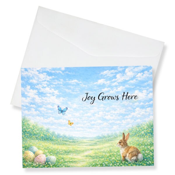 Easter Cards with Envelopes – Bunny Easter Greeting Cards 5x7 Inch, Happy Easter Cards with Butterflies, 8 Pack Spring Easter Cards for Family & Friends