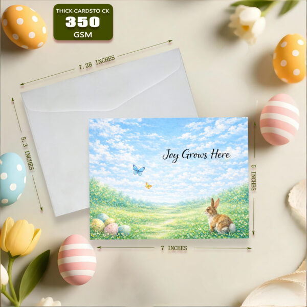 Easter Cards with Envelopes – Bunny Easter Greeting Cards 5x7 Inch, Happy Easter Cards with Butterflies, 8 Pack Spring Easter Cards for Family & Friends