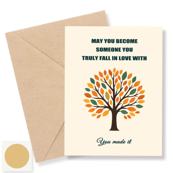 Inspirational Greeting Card-Graduation/New Year Wishes/Birthday/Encouragement/New Job/Success Celebration/Self-Growth Support-Motivational Tree Design Gift for Friends & Students- Blank Inside with Envelope