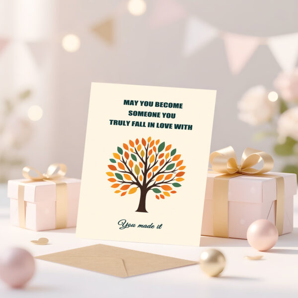 Inspirational Greeting Card-Graduation/New Year Wishes/Birthday/Encouragement/New Job/Success Celebration/Self-Growth Support-Motivational Tree Design Gift for Friends & Students- Blank Inside with Envelope