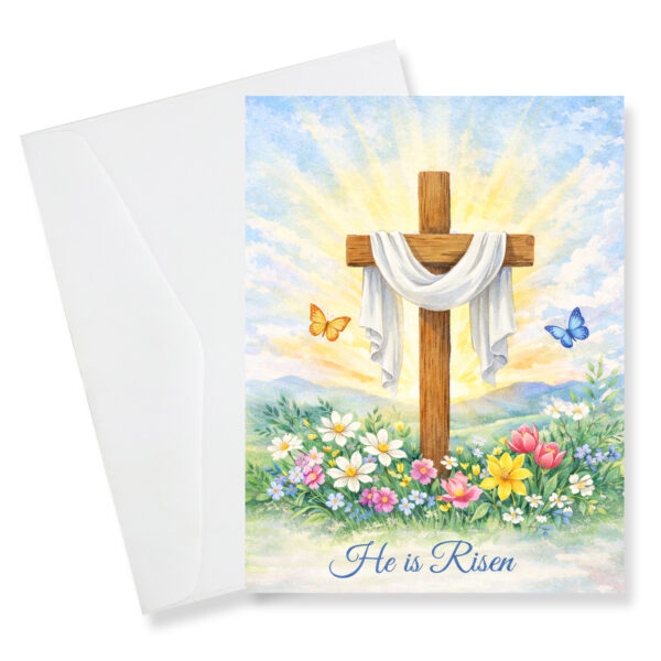 Religious Easter Cards with Envelopes – Christian Easter Cards 5x7 Inch, Easter Cross Religious Greeting Cards, 8 Pack Easter Cards Religious for Prayer, Church & Family