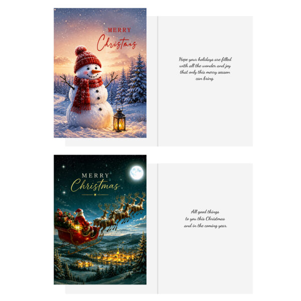 Christmas Cards Assortment Box 5x7 – 18 Pack Holiday Greeting Cards with Envelopes, 6 Elegant Christmas Designs, Premium 350gsm Thick Cardstock, Printed Messages Inside
