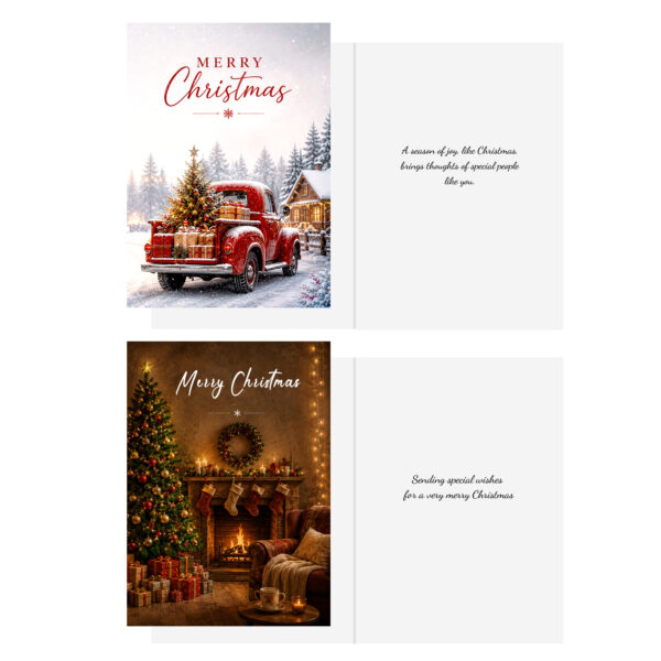 Christmas Cards Assortment Box 5x7 – 18 Pack Holiday Greeting Cards with Envelopes, 6 Elegant Christmas Designs, Premium 350gsm Thick Cardstock, Printed Messages Inside